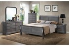 5pc Queen  King Sleigh Bedroom Set Louis Philippe Style In Black  Cherry Finish