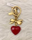 Nwt Coach Bow Heart Locket Bag Charm Keychain Key Fob Cz276 Brass   Ruby Red