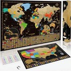 Two Scratch-off Maps  World Map 17x24    Usa Map - Deluxe Travel Posters Yellow