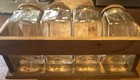Vintagewooden Free-standing Spice Rack Set W  4 Clear Glass Refillable Jars  Oak