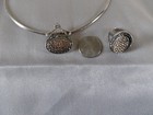 Vintage Sterling Silver 925 Marcasite   Yellow Crystal 3-piece Jewelry Set