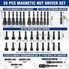Workpro 39pc Magnetic Nut Driver Set Impact Drill Driver Bit 1 4  Hex Sae metric