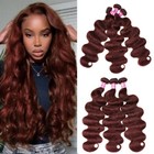 Unice Mongolian Reddish Brown Body Wave Bundles Human Hair Weave Cooper Red Weft