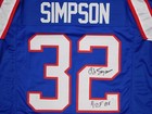 Oj Simpson Signed Autographed Buffalo Bills Blue Jersey Hof Inscription Jsa Coa