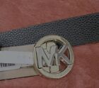 Michael Kors Twist Reversible Black Brown Leather Belt Mk  Round Buckle
