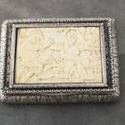 Antique Astro Hungarian Silver And Carved Pictorial Frame Snuff Box Case