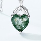 Moss Agate Heart Pendant Necklace In 925 Sterling Silver