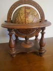 Vintage Old World Zodiac Astrology Wooden Desktop Globe W  Stand - Made In Italy