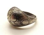 Vintage 1960 s Etched And Engraved Sterling Silver Ring Size 6