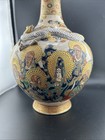 Large 19thc Antique Signed Japanese Gilded Moriage Dragon Satsuma Pottery Vase