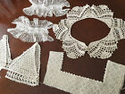 Lot Of 5 Antique Victorian Hand Made Crochet Lace Camisole Bodices Collar Cuffs