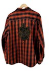 Harley Davidson Men   s Flannel Shirt Xl Big Patch Logo Orange Plaid Long Sleeves