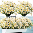 Artificial Daisies Flowers outdoor Artificial Flowers  8 Bundles Uv White