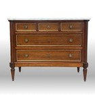French Louis Xvi White Marble-top Mahogany 3-drawer Commode Chest Of Drawers