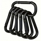 6pcs Black D-shape Carabiner Hiking Buckle Heavy Duty Outdoor Snap Hook Clip