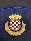Vintage Croatian Army Or Police Officer Peaked Visor Hat Cap Size 56 W  Badge