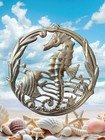 Wow  Vintage Pierced  White Metal Seahorse Button   Extra Large Free Shipping