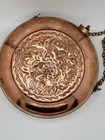 Vintage Embossed Copper Wall Canteen Flask W  Chain  Floral   10   