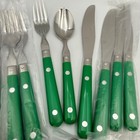 Mardi Gras Candy Apple Green Stainless Steel Flatware Set Riveted  12 Piece Set