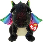 Ty Beanie Boos Anora The Dragon  6  15cm Mwmt Black With Rainbow Shimmer Wings