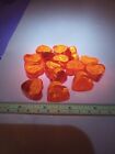 15 Vintage Red Cadmium Glass Hearts