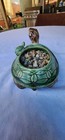 Vintage Green Brown Turtle Planter With Baby Ceramic Peoples Republic China