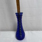 Vintage Cobalt  Blue 6    Glass Bud Vase With Ridges