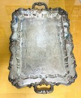 Vintage Large Heavy Silver Plated Victorian Footed Serving Platter 26x17   