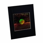 3d Earth With Grid Hologram Picture Matted  Collectible Embossed Type Film