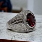 Garnet Gemstone With 925 Sterling Silver Ring For Men s  al783