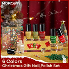 Christmas Nail Polish Set  2025 Glitter Red Green Gold Silver Fingernail Polish