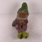 Vintage Hand Painted 10    Ceramic Garden Gnome Dwarf Sitting Figurine - Repaired