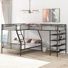 L-shaped Metal Twin Over Full Bunk Bed And Twin Size Loft Bed With Four Built-in