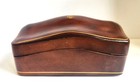 Vintage Italian Leather Jewelry Trinket Box Humpback Fleur De Lis Gold Trim