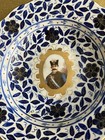 Rare Persian Porcelain Hand Plate Gilt Gold Portrait Shah Naser Al-din Qajar