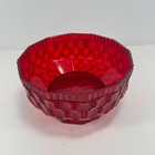 Vintage Regaline Red Plastic Bowl Ruby Pattern Octagon Retro Mid Century