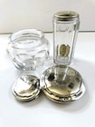 Two R Wallace And Sons Sterling Silver Lidded Glass Vanity Jars Powder Cylinder