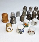 Vintage Lot Of 53 Collectible Thimbles -estate - Mixed Porcelain  Plastic  Metal