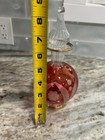 Bohemian Etched Cranberry Glass Decanter Ribbed Stopper Stunning