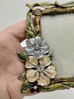 Small Metal Enameled Flowers Rhinestone Photo Picture Frame