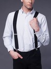 Mens X-back Wide Adjustable Heavy Duty Clip Suspenders 2 Inch Black