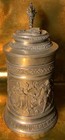 1900 Ornate Relief German Pewter Stein Antique Embossed Tankard Beer Breweriana