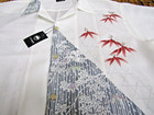 New Kimono Aloha Shirt Men Xl Silk Vintage Japanese Wagara Remake White Multi Nw