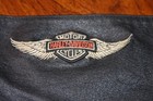 Vintage Harley Davidson Black Leather Bandana Neck Warmer With Logo - 3 Snaps