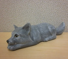 Gray Wolf Shelf Sitter Figurine  Laying Down  No Mark  Ceramic  Textured