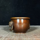 4 5  Antique Old Chinese Dynasty Bronze Lion Beast Head Ring Jar Pot Crock
