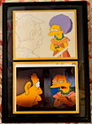 The Simpsons - Principal Skinner And Selma Production Cel And Sketch With Coa 