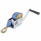 Hand Winch 600lbs Hand Crank 2 Gear Polyester Strap Heavy Duty Atv Trailer Boat