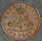 Canada Bank Of Upper Canada Token  1857  One Penny  Xf   Pc-6d