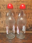Vintage Vess Beverages Matching Salt   Pepper Glass Soda Bottle Set Advertising